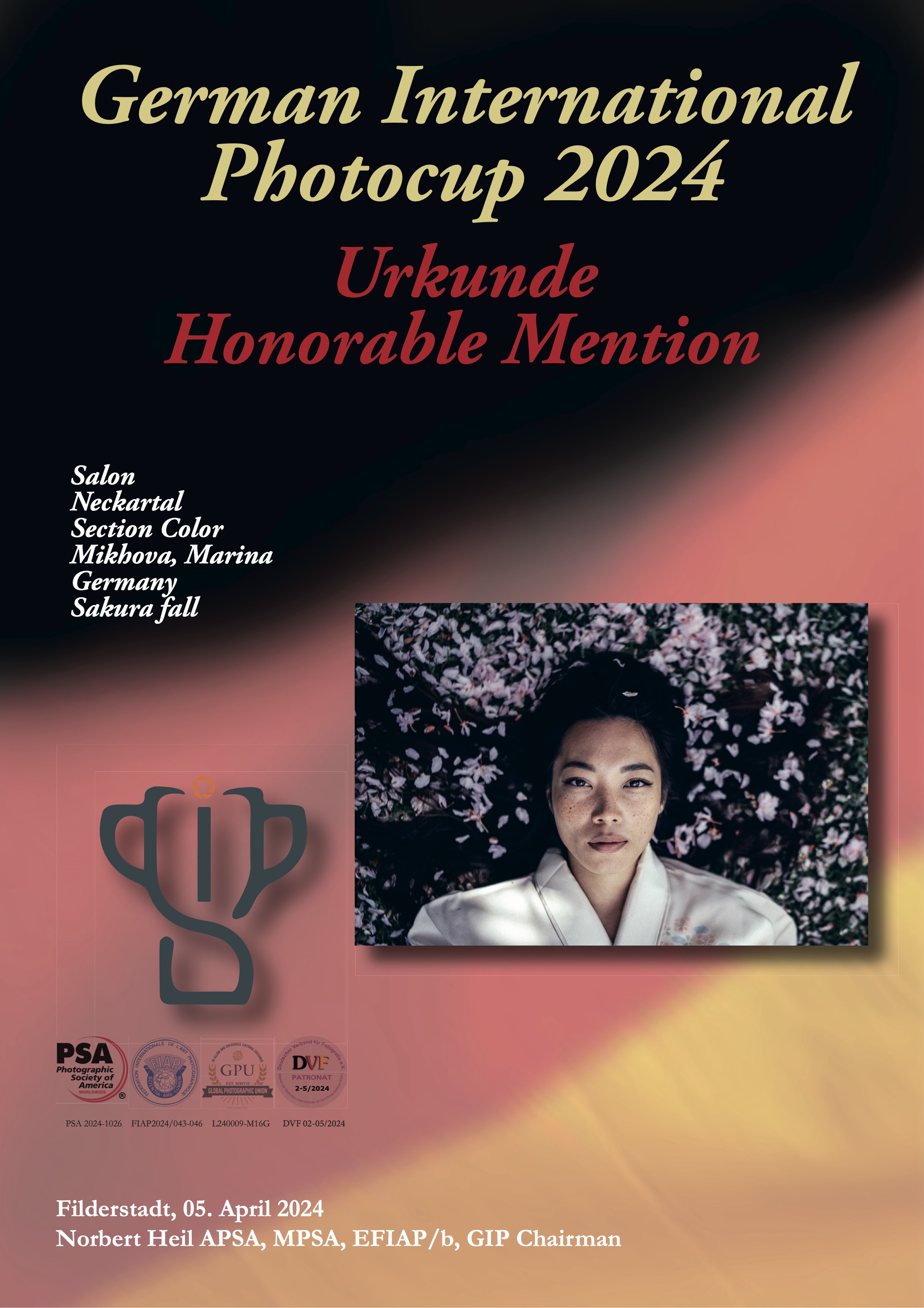 German International Photocup - Honorable Mention certificate, Marina Mikhova